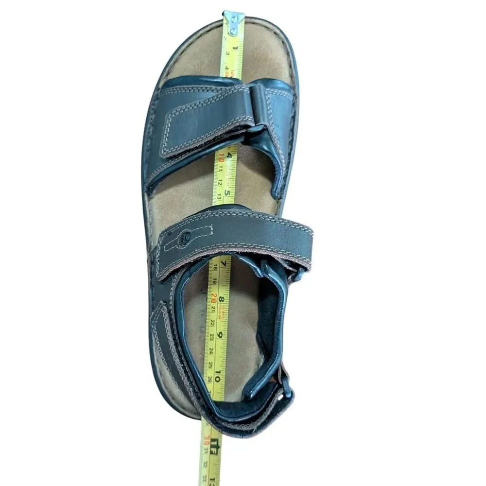 Josef Seibel Rafe Men's Leather Sandals Comfort Walking Brown Black Size 9 EU 42